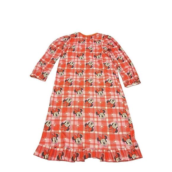Minnie Mouse Girl's Plaid Hearts and Snowflakes Flannel Granny Nightgown 5T vtg - Picture 2 of 5